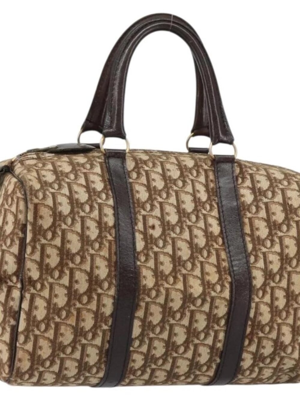 Christian Dior Trotter Canvas Boston Bag Beige Gold Auth 151623 - Picture 2 of 16